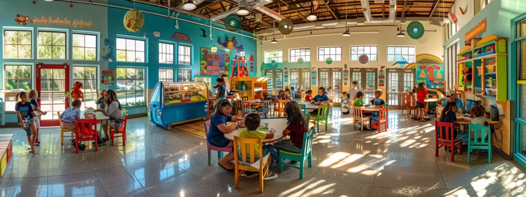 Vibrant Luv-N-Care Learning Center interior with children and staff in a safe, nurturing daycare environment.