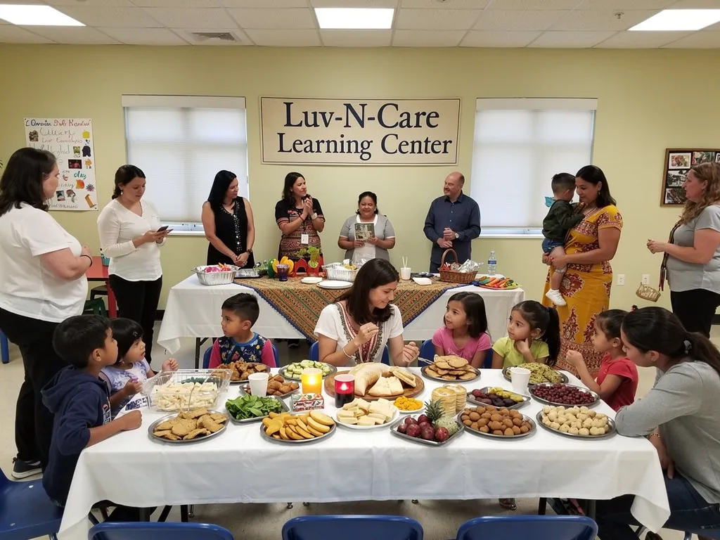 a diverse group of children and adults engage in cultural activities together, sharing traditions and